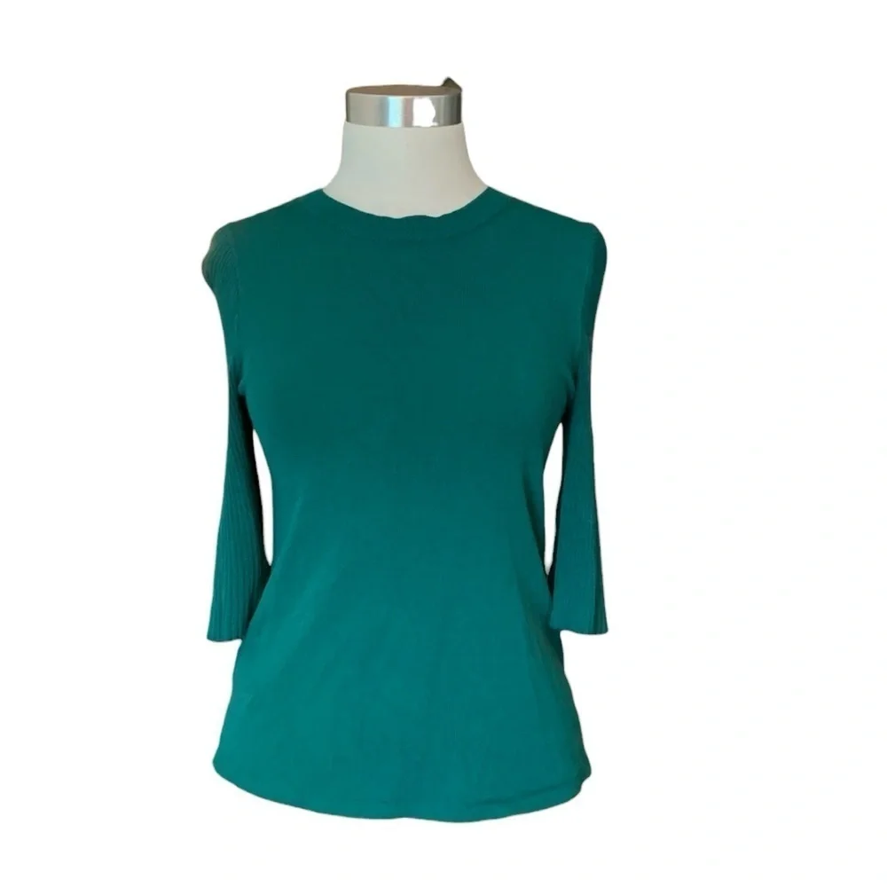 Ann Taylor cypress green trumpet sleeve sweater